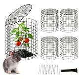 4 Sets of DIY Metal Plant Protectors from Deer, Garden Fencing Animal Barrier Size 11.8 * 12.9 inches, Mesh Plant Cage Chicken Wire Cloche for Plants with Stakes and Nylon Cables