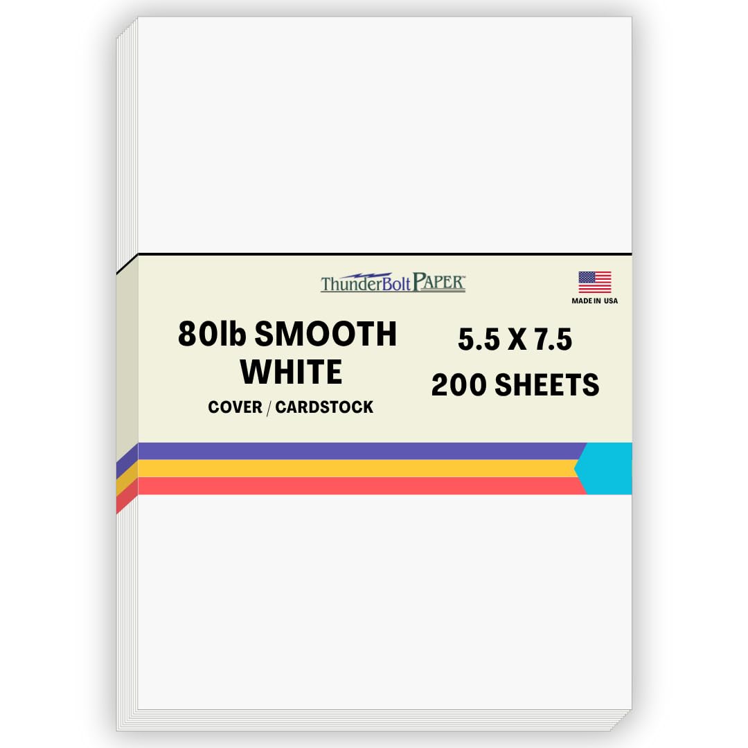 Amazon.com : 200 Bright White Smooth Card Paper Sheets - 80# (80