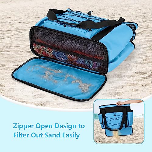 Fasrom Large Mesh Beach Bag with Zipper Bottom, Oversized Beach Bag Tote with Wet & Dry Separation for Pool or Beach Travel2