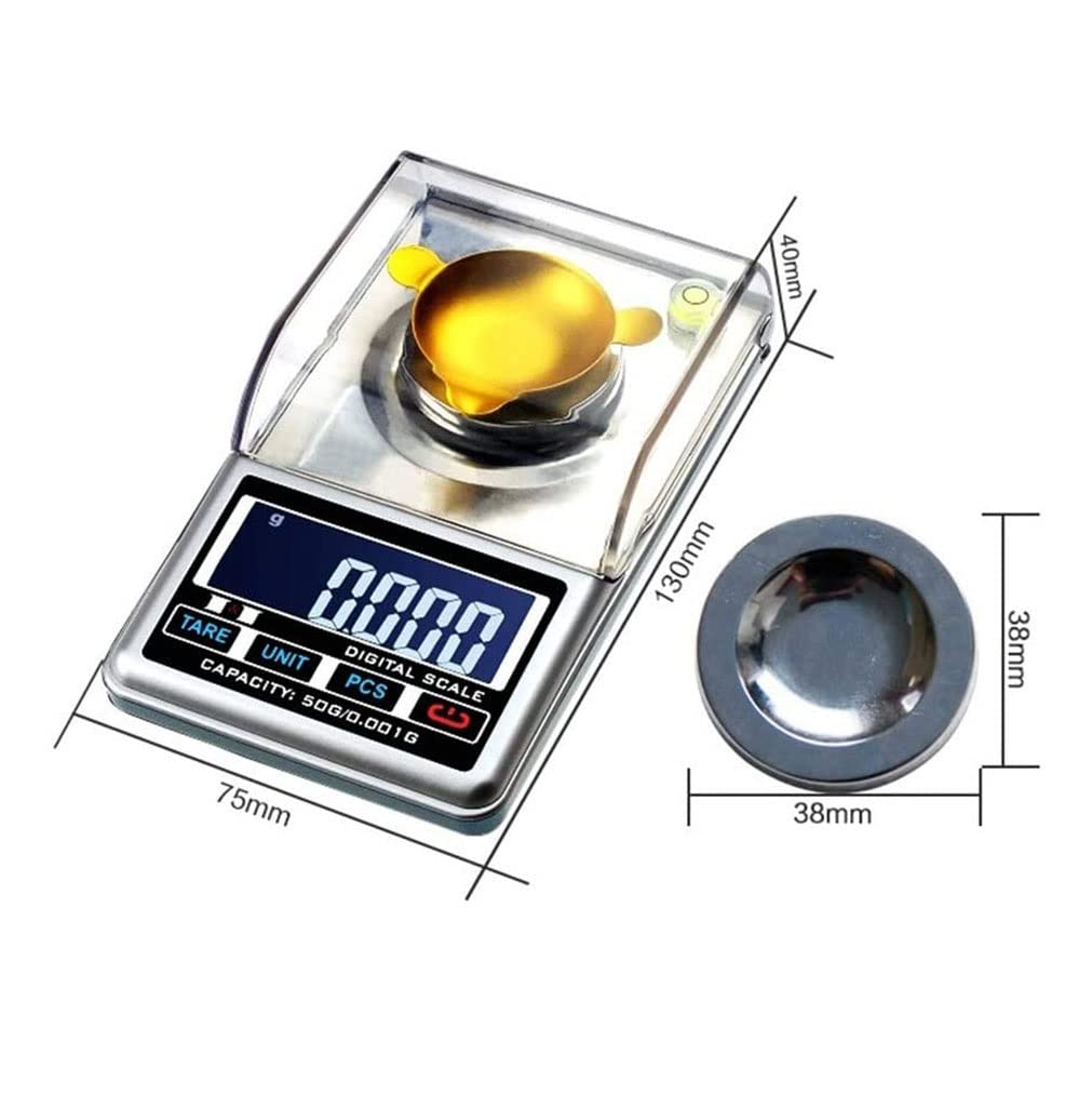 Balance Milligramme avec étui 50 g x 0,001 g, Haute précision, Affichage LCD, Mini Balance électronique Polyvalente, Fonction de Tare et PCS (Taille : 50 g/0,001 g)