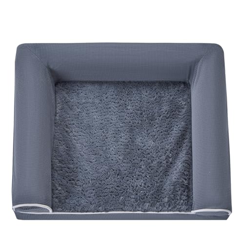 Quagming Orthopedic Sofa Dog Bed - Ultra Comfortable Dog Beds for Large Dogs Breathable Waterproof Pet Bed- Egg Foam Sofa Bed with Sides - Removable Washable Cover Nonslip Bottom Grey 36*27*6.5 in