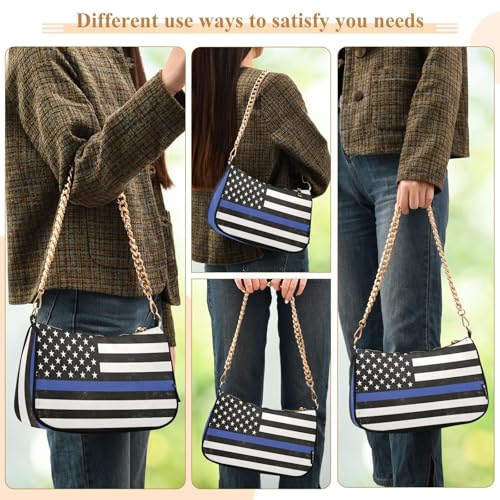 Image of Shoulder Bags for Women American US Flag Independence Day Patriotic Hobo Tote Handbag Small Clutch Purse with Zipper Closure