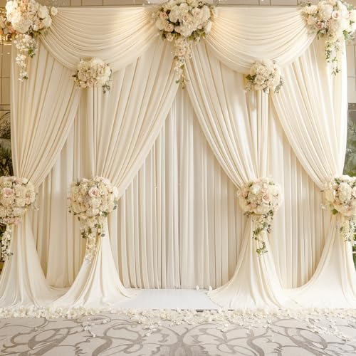 20ft x 15ft Champagne Wrinkle Free Backdrop Curtains for Wedding