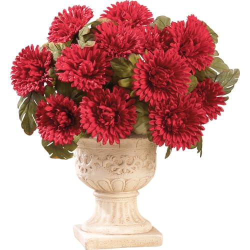 Collections Etc Floral Mums Artificial Maintenance-Free Flower Bush - Set of 3, Red