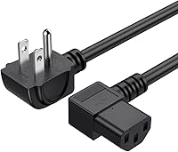 Vista 1 de CableCreation Cable de alimentación universal de 10 pies 18 AWG para NEMA 5-15P tipo ángulo a cable de ángulo IEC320 C13, 9.8 ftnegro