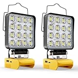 LIVOWALNY 2PCS LED Work Light Compatible with Dewalt 20V Max Battery, 70W 7000LM Battery Light 20V Cordless Tools, Portable Flood Flashlight with USB A & USB C Output Port, Low Voltage Protection