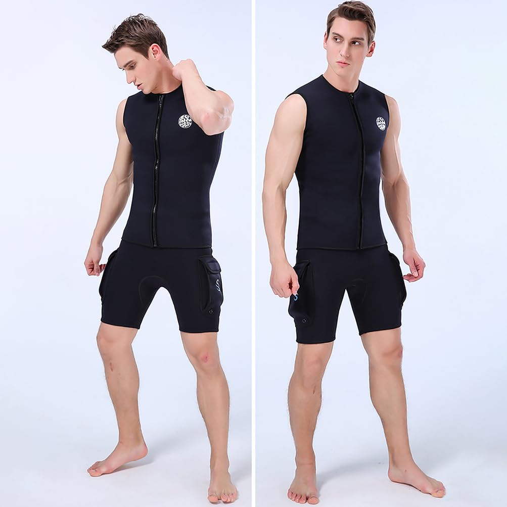 Chaleco de neopreno de 3 mm con cremallera frontal para hombre y mujer, chaqueta sin mangas para canoa, buceo, surf, esnórquel