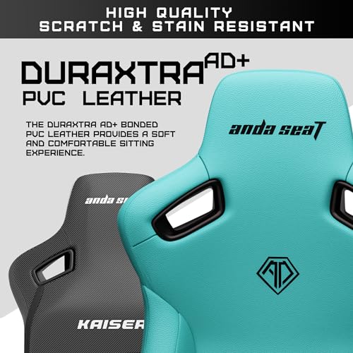 Image of Anda Seat Kaiser 3 Large Gaming Chair for Adults - Ergonomic Green PVC Leather Gaming Seat with Lumbar Support, Comfortable Office Chair with Neck Support - Heavy Duty Wide Computer Seat
