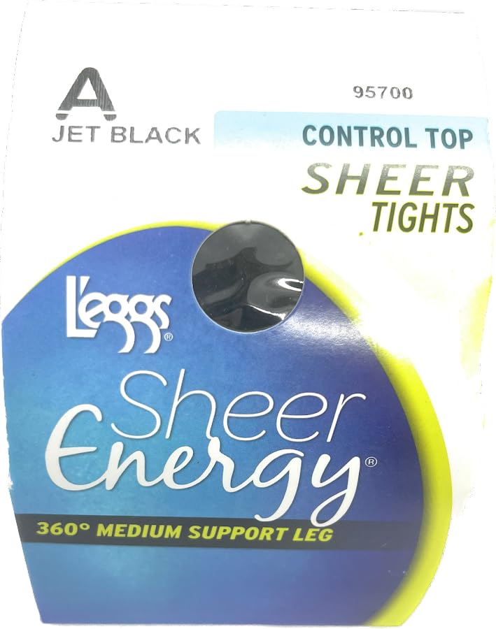 Women's Sheer Energy Black Sheer Tights Control Top Sheer Toes 360 Medium Support Leg Black Pantyhose4