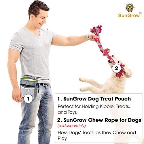 SunGrow Dog Treat Training Pouch, All-in-One Lightweight Training Bag for Treats, Kibbles, Toys & Accessories, Multi-wear & Weather-Proof, 1 pc