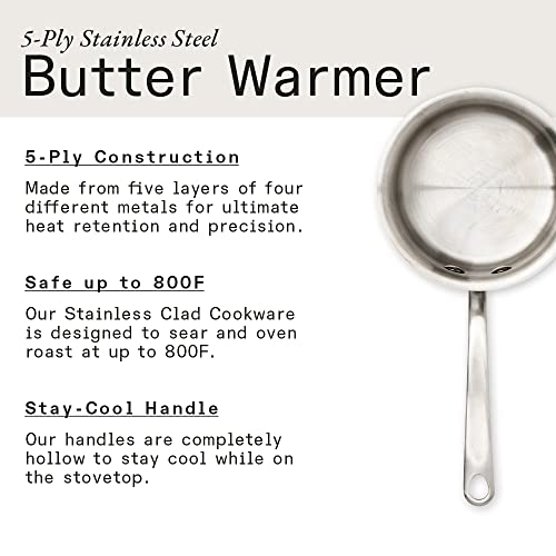 Made In Cookware - 3/4 Quart Butter Warmer - Stainless Clad 5 Ply Construction - Induction Compatible - Professional Cookware - Made In Italy #TOP1