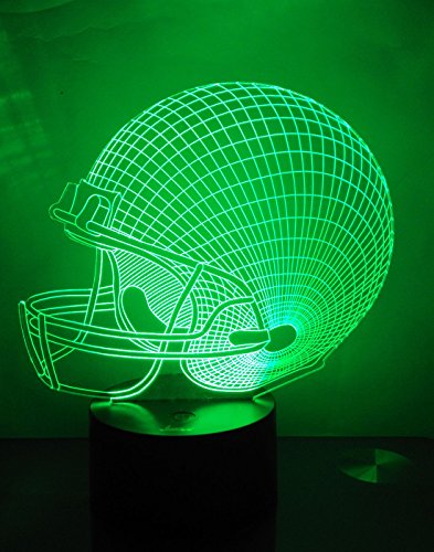 Football Helmet 3D Night Light LED Illusion Lamp Bedside Desk Table Lamp, Loveboat 7 Color Changing Lights with Acrylic Flat and ABS Base and USB Charger as Home Decor