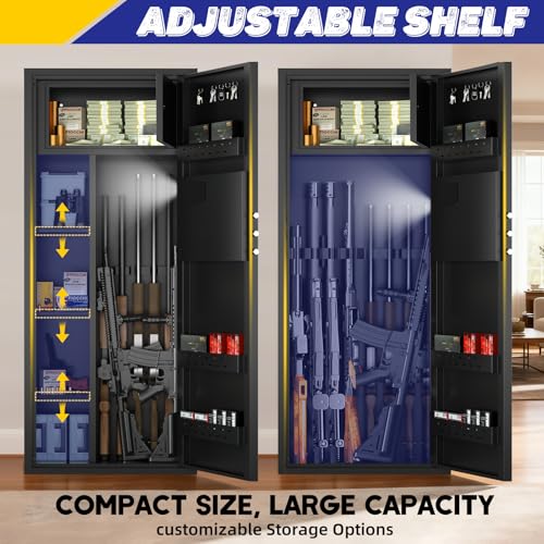 Image of 12-15 Large Gun Safe for Rifles and Pistols, Gun Cabinets for rifles and shotguns with Digital Keypad and Alarm Mode, Easy Assembly Rifle Safe for Home, Internal Lockable Box & Removable Shelves
