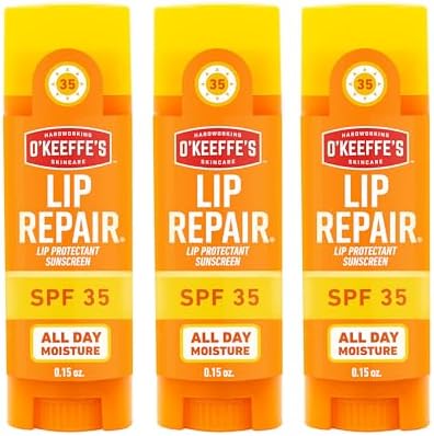 OKeeffes Lip Repair SPF 35 Balm, Moisturizer for Cracked Lips, 3-Pack