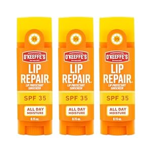 O’Keeffe’s Lip Repair SPF 35 Lip Balm – Stick (3 Pack) – Sun-Safe Moisturizer for Extremely Cracked, Dry Lips