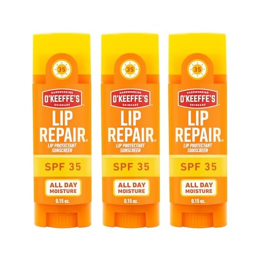 OKeeffes Lip Repair SPF 35 Balm, Moisturizer for Cracked Lips, 3-Pack