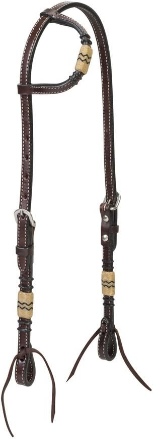 Turquoise Cross Rawhide Accented Browband Headstall Dark Oiled, Horse Size : Sports & Outdoors