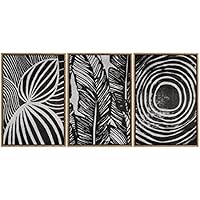SIGNWIN Framed Canvas Wall Art Leaves and Tree Ring Abstract Plants Block Print Modern Art Contemporary Black and White for Living Room, Bedroom, Office - 16