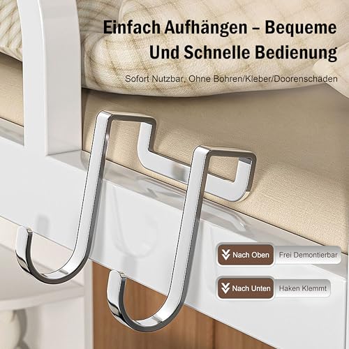 PAKESI 6er-Pack Mehrzweckhaken aus Edelstahl – Kein Bohren Erforderlich Doppelte S-förmige Aufbewahrungslösung für Haushalt, Küche, Badezimmer und Wohnheim Schranktüren Kleiderhaken