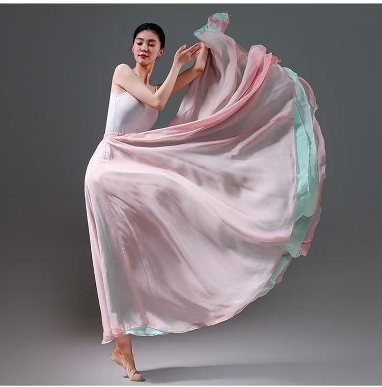 HEARTTOUCH Women's Fairy Lyrical Dance Skirt Double Side Modern Ballet Swing Skirts Dance Dress for Performance Photography