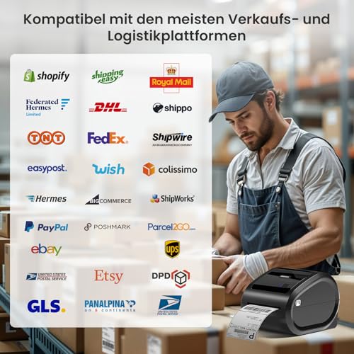 Phomemo D520BT Thermo-Etikettendrucker, Bluetooth, 4 x 6, D520BT, Drucker, Selbstklebende Etiketten, DHL, kompatibel mit Ebay, Etsy, DHL, FedEx, für iOS, Android, Mac, Windows und Chromebook