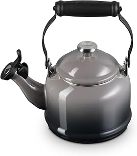 Le Creuset Enamel On Steel Demi Tea Kettle with Metal Finishes, 1.25 qt., Oyster