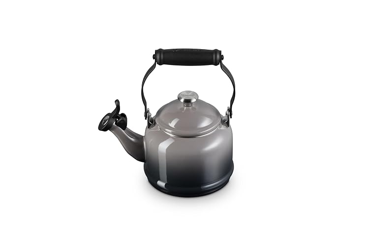 Le Creuset Enamel On Steel Demi Tea Kettle with Metal Finishes, 1.25 qt., Oyster - Oyster
