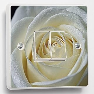 White Rose Flower Decorative Design for Double Light Cover, Self-adhesive Vinyl Skin Sticker