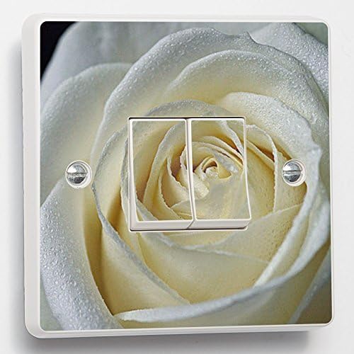 White Rose Flower Decorative Design for Double Light Cover, Self-adhesive Vinyl Skin Sticker