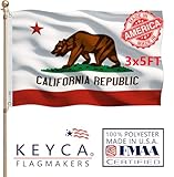 KEYCA California Republic State Flag 3x5 FT Made in The USA-Heavy Duty Vibrant Colors Double Sided Cali CA Flag with 2 Brass Grommets for Home/Company/Indoor Outdoor Decoration