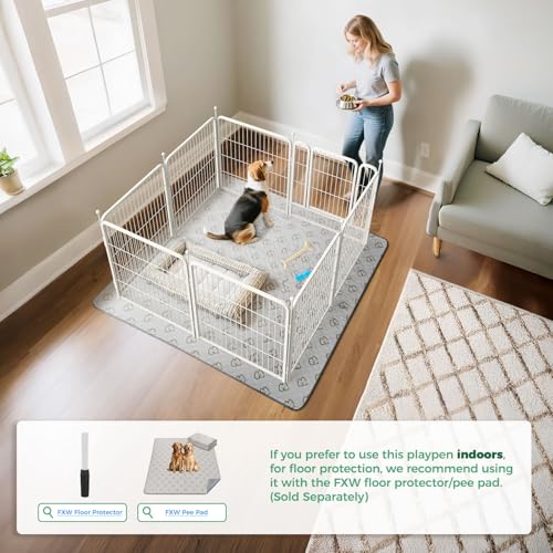 Image of FXW Rollick Unleashed Dog Playpen for Indoor, Yard, RV Camping, 32 inch 8 Panels for Small and Medium Dogs, White│Patented