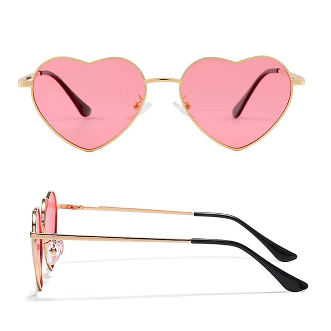 2 Lunettes De Soleil Cœur Transparent QLEUIFT - Accessoire Fête Hippie, Cosplay, Orange