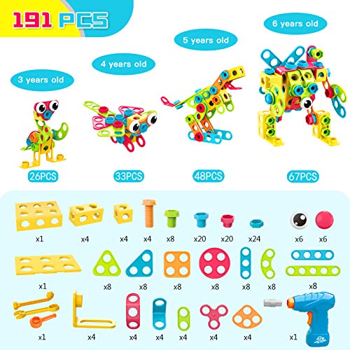 HOMOFY STEM Toys 191Pcs Building Toys Kit Educational Toys Construction Engineering Brickyard Building Blocks Best Kids Gift for Ages 3 4 5 6 7 8 Year Old Boys & Girls - Thumbnail 6