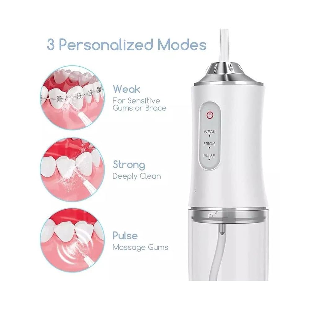 Water Dental Flosser with Cordless Rechargeable Battery for Teeth Cleaning - Modern Beauty 3 Modes Portable Oral Irrigator for Braces, Flosser Cleaner ...