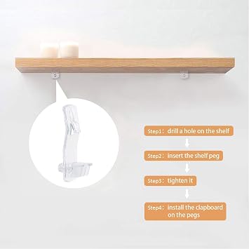 INCREWAY 30 Pack Shelf Support Peg, Clear Plastic Locking Shelf Support Pin Clips, Cabinet Shelf Pins Self-Locking Bracket Clips Fits 1/4 Diameter Hole & 25/32 Shelf