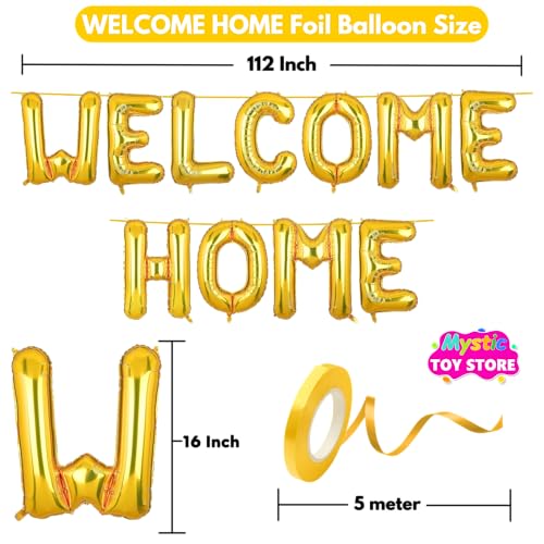 Image of Welcome Home Banner Gold for Baby Boy Girl Bride Airport Foil Balloon Decoration Decor Celebration Golden