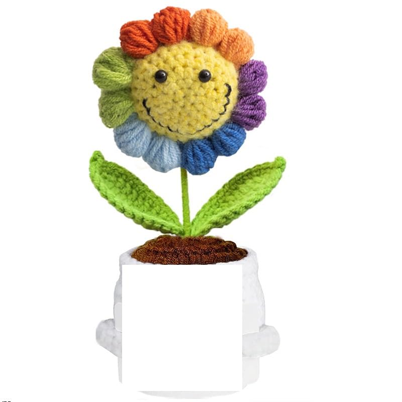 Tournesols crochet d'artisanat d'art ornements tricotés avec cartes de vœux