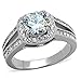 2.95 Ct Halo Cubic Zirconia Stainless Steel Engagement Ring Band Women's Size 7