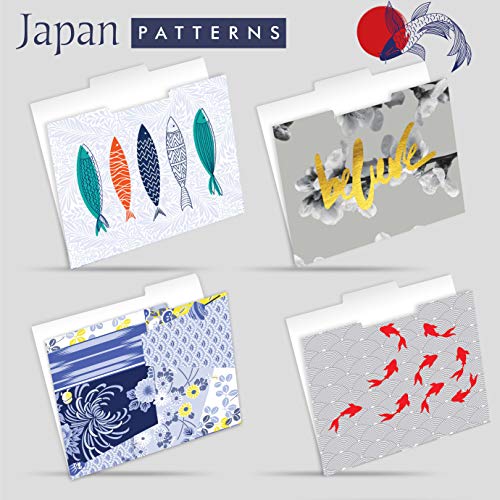 Set Of 12 Decorative File Folders With 12 Different Designs- Colored File Folders, Pretty Floral With Rose Gold Foil - 300Gsm And 9.5 X 11.5 Cute Folders For School And Office Files (Japan) #TOP6