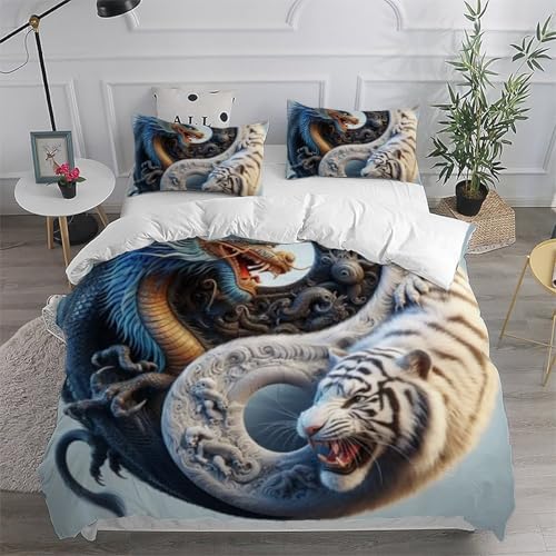 Housse de couette animaux 3D 200x200 cm microfibre zippée pour lit - 6