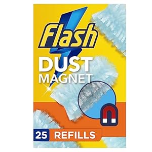 Flash Duster Dust Magnet Refills, 25 Dusters (5×5), Trap & Lock Away Dust, Dirt, Hair & Allergens In No Time