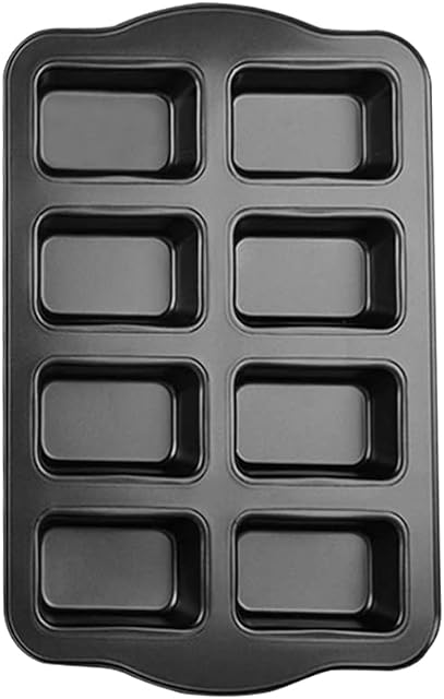 Gurlideo 8 Mini loaf Pans Loaf Tin Cake Pan Non Stick Carbon Steel Baking Pan for Oven Baking,Grey