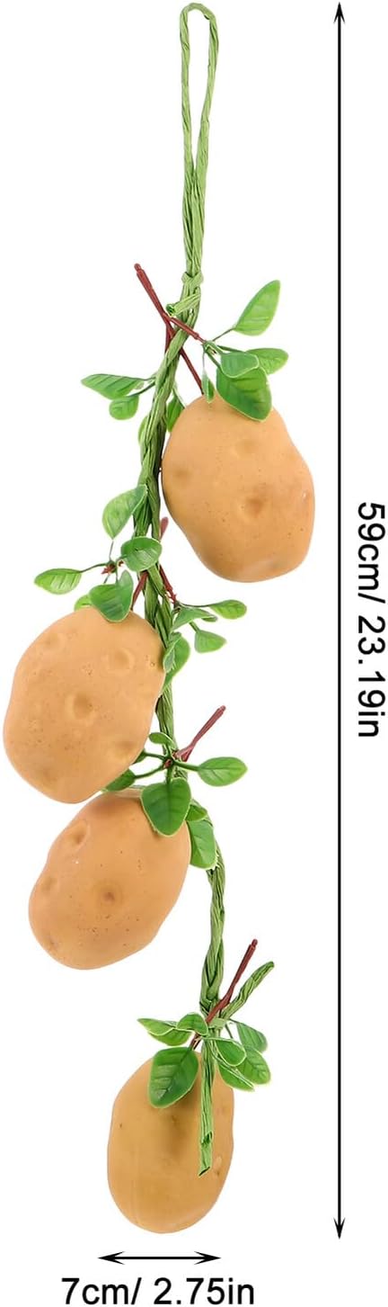 MAGICLULU 4pcs Artificial Hanging Potato String Faux Vegetables Decoration with Leaves Lifelike Vegetable Garland for Farmhouse Kitchen Wall and Garden Party Decor