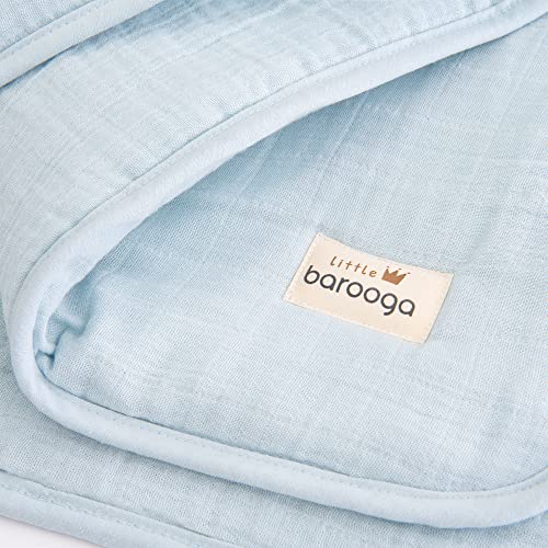 Muslin Baby Quilt, 36"X45", Super Soft Comforter, Nursery Crib Blanket, 100% Muslin Cotton Double Layer Shell & Thermo Fiber Fill, Breathable, Durable For Infant Toddler (Baby Blue) #TOP5