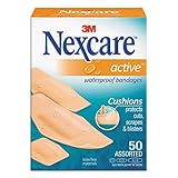 Nexcare Active Extra Cushion Bandage, Assorted Sizes, 50 Count Package