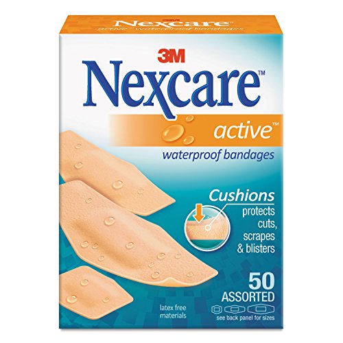 Nexcare Active Extra Cushion Bandage, Assorted Sizes, 50 Count Package
