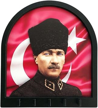 caju art & decoration CajuArt Boyutlu Kabartma Tasarım Atatürk Bayrak Tema Anahtarlık Duvar Askılık Dekor