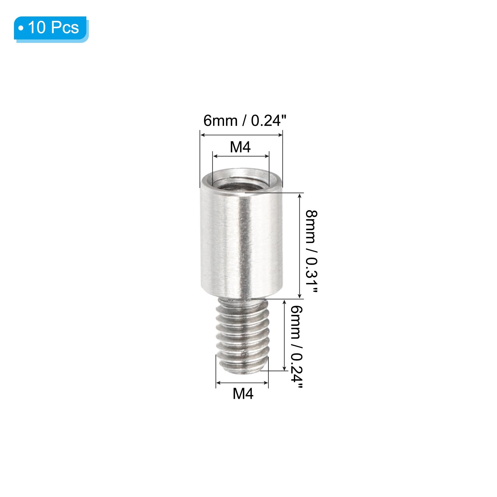 PATIKIL 10 Pcs M4x8+6mm Stainless Steel Standoff Extension Posts Screws,Metric Male Female Thread Adapters Spacer for PCB,Quadcopter Drone,Computer & Circuit Board Assortment Kit - Image 2