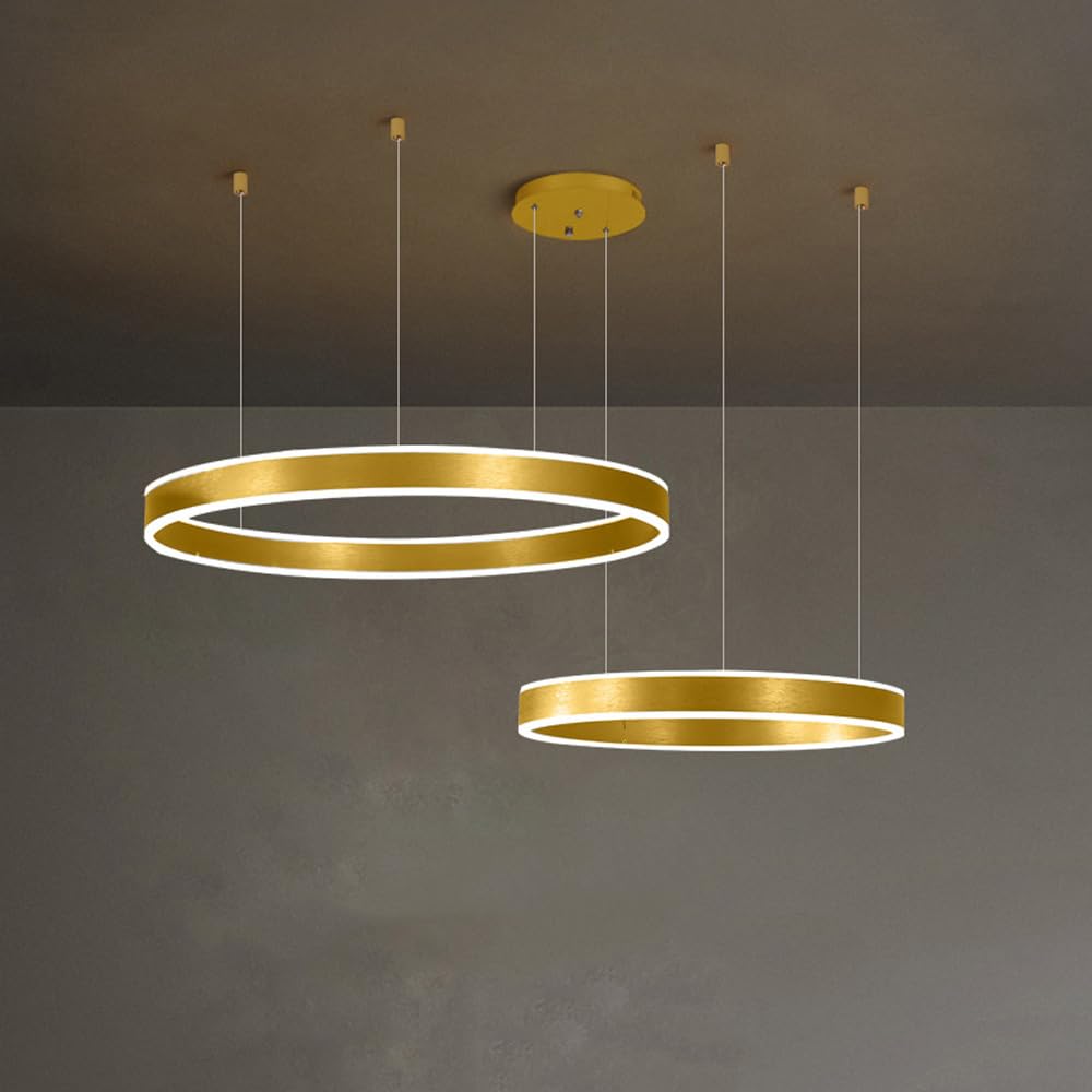 Luminaire suspendu circulaire LED doré pour salle à manger