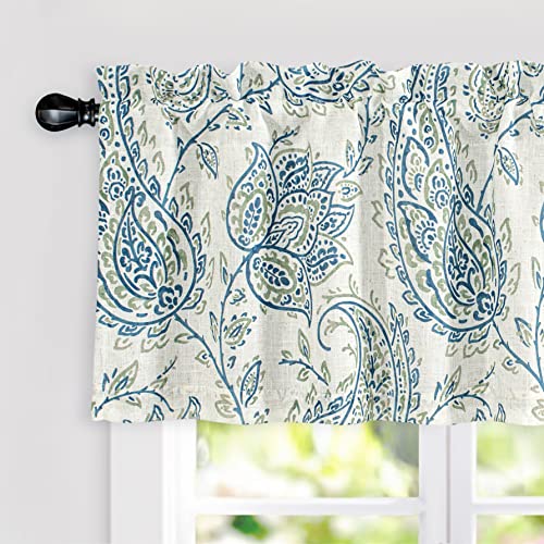 DriftAway Jacob Linen Blend Blackout Valance for Kitchen 18 Inch